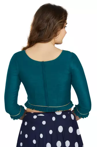 Teal Art Silk Designer Party Wear Readymade Blouse