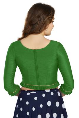 Green Art Silk Designer Party Wear Readymade Blouse 2