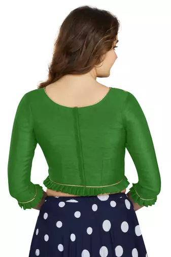 Green Art Silk Designer Party Wear Readymade Blouse