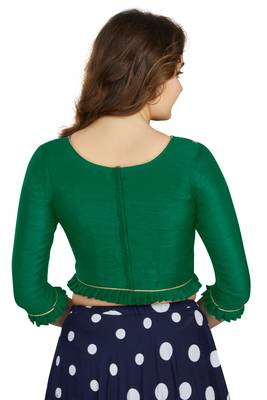 Bottle Green Art Silk Designer Party Wear Readymade Blouse 2
