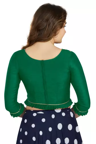 Bottle Green Art Silk Designer Party Wear Readymade Blouse