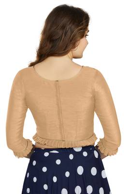 Beige Art Silk Designer Party Wear Readymade Blouse 2