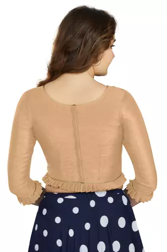 Beige Art Silk Designer Party Wear Readymade Blouse