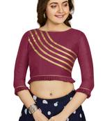 Wine Art Silk Designer Party Wear Readymade Blouse