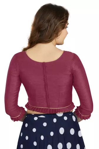 Wine Art Silk Designer Party Wear Readymade Blouse
