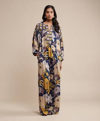Blue printed kurta plazzo set by RITU KUMAR 1
