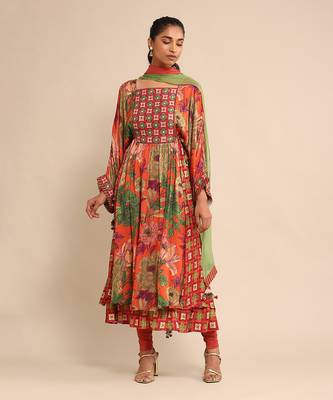 Orange printed kurta set by RITU KUMAR 1