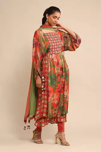 Orange printed kurta set by RITU KUMAR