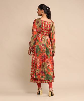 Orange printed kurta set by RITU KUMAR 4