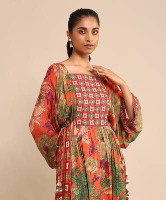 Orange printed kurta set by RITU KUMAR 5