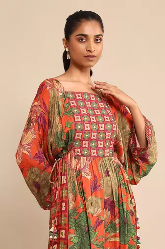 Orange printed kurta set by RITU KUMAR
