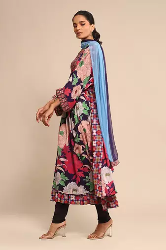 Blue printed kurta set by RITU KUMAR