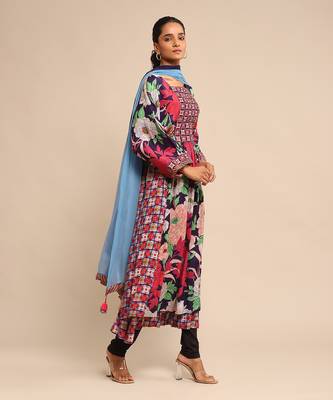 Blue printed kurta set by RITU KUMAR 3
