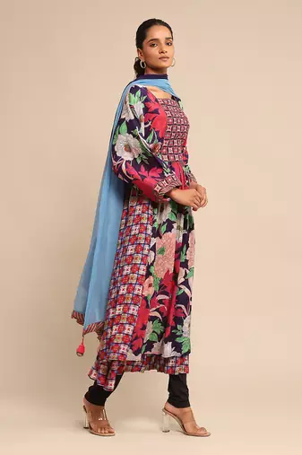 Blue printed kurta set by RITU KUMAR