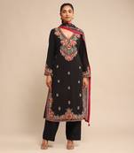 Black embroidered kurta set