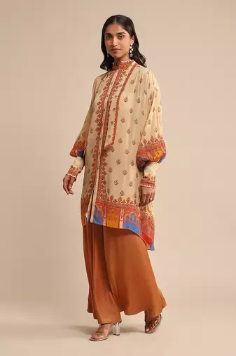 Beige printed kurta by RITU KUMAR