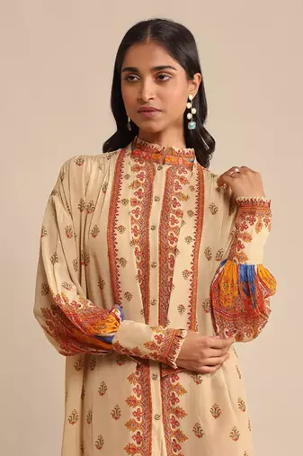 Beige printed kurta by RITU KUMAR