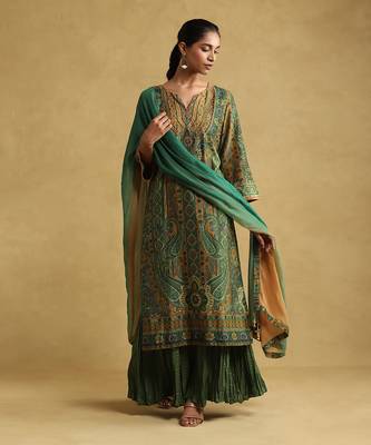 Green  printed sharara set by RITU KUMAR 1