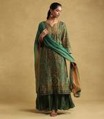 Green  printed sharara set by RITU KUMAR