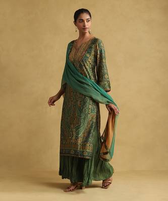 Green  printed sharara set by RITU KUMAR 2