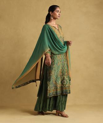 Green  printed sharara set by RITU KUMAR 3