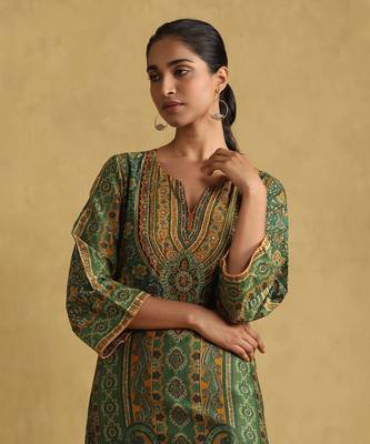 Green  printed sharara set by RITU KUMAR 5