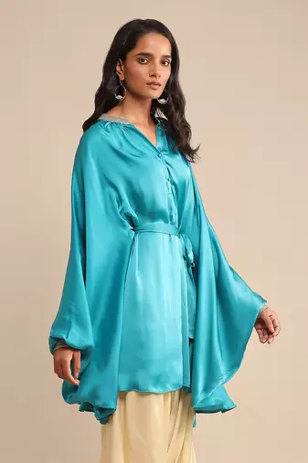 Blue solid kurti by RITU KUMAR