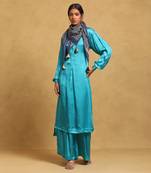 Blue soild kurta plazzo set By ritu kumar