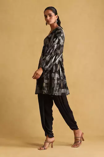 Black embroidered dhoti set by ritu kumar