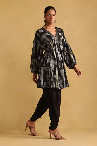 Black embroidered dhoti set by ritu kumar