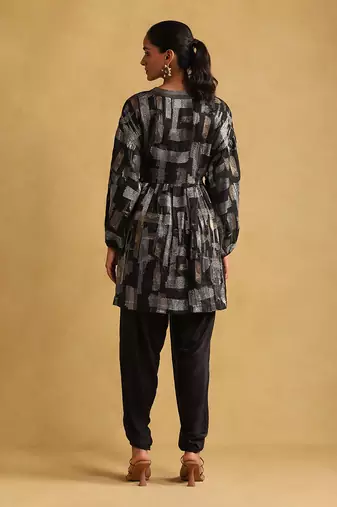 Black embroidered dhoti set by ritu kumar