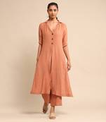 Pink solid kurta pant set by ritu kumar