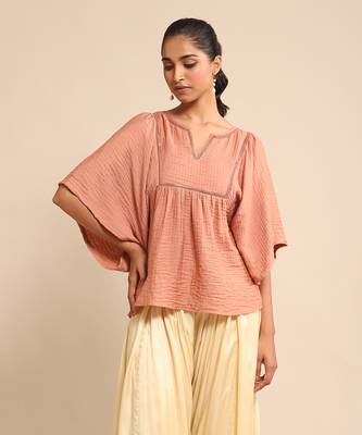 Pink solid kaftan kurti By ritu kumar 1