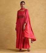 Fuschia printed anarkali set By ritu kumar