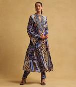 Blue printed kurta pant set By ritu kumar