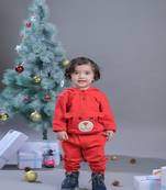Budding Bees Red Bear Hoodie & Joggers Set for Girls