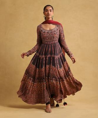 Black printed anarkali set By ritu kumar 1