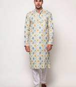 Multicolor printed rayon ceremonial men-kurtas