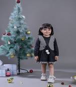 Budding Bees Girls Stylish Solid Dresses and Checked Waistcoats