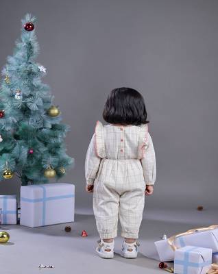 Budding Bees Girls Off White Embroidered Jumpsuit 2