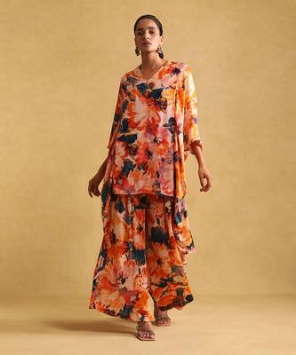 Orange floral plazzo set By ritu kumar 1