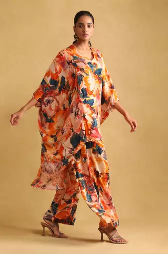 Orange floral plazzo set By ritu kumar