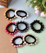 Set of 7 multi colored beaded ponytail holders