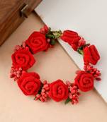 Women red & gold toned embellished hair accessory set