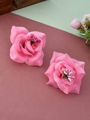 Artificial baby pink rose flower hair accessory 1