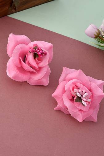 Artificial baby pink rose flower hair accessory