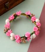 Women pink & gold toned embellished hair accessory set