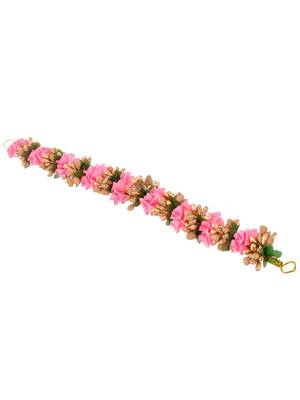 Women pink & gold toned embellished hair accessory set 4