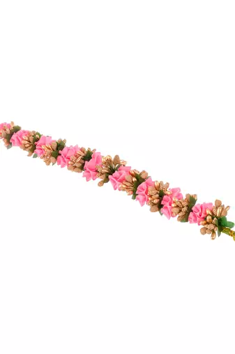 Women pink & gold toned embellished hair accessory set