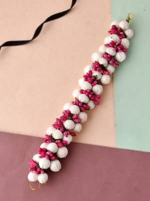 Women pink & white toned embellished hair accessory set 1
